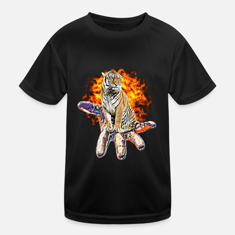 Tiger - Kinder Funktions-T-Shirt - Schwarz