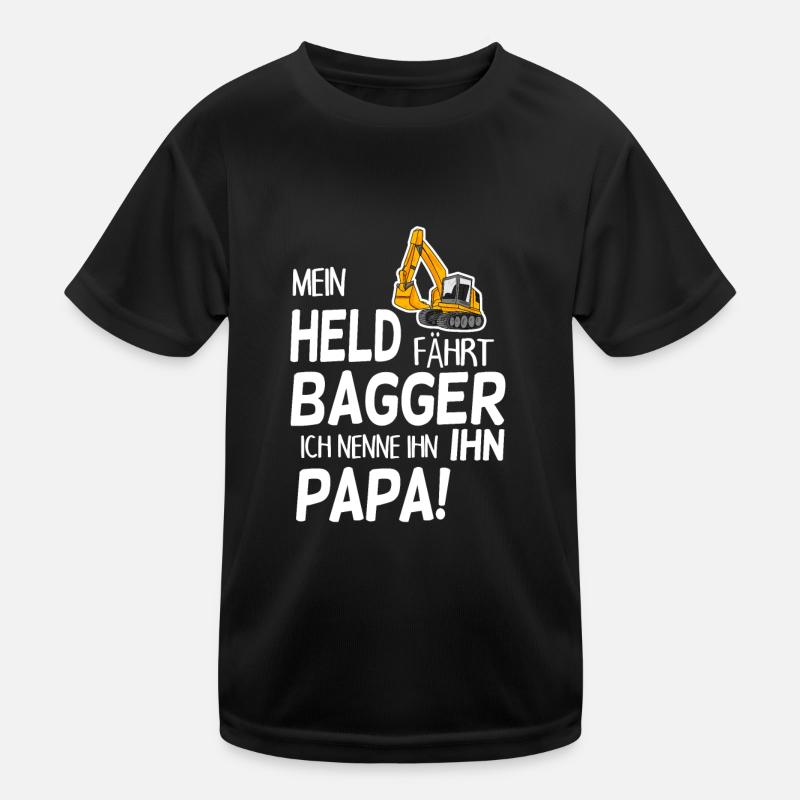 Bagger Held Papa Vater Geschenk - Kinder Funktions-T-Shirt - Schwarz