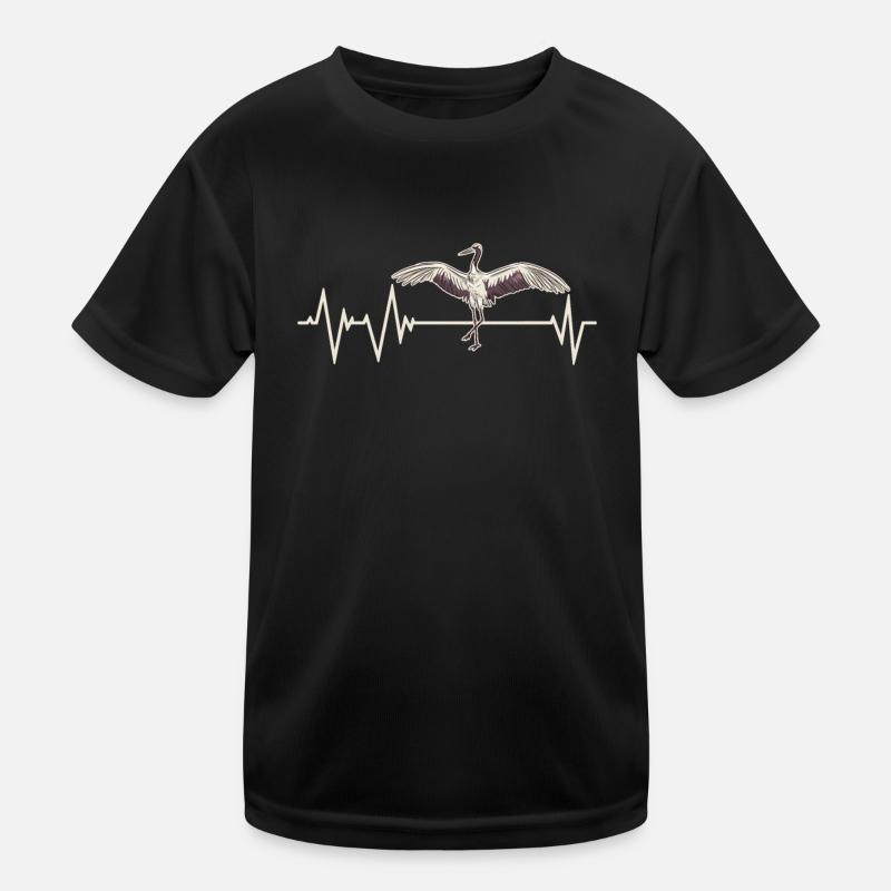Crane Bird Heartbeat Kids Functional T-Shirt