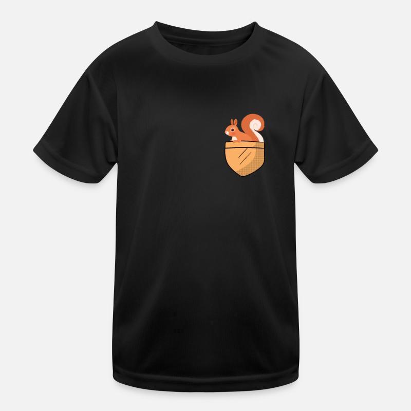 Eichhörnchen Brusttasche - Kinder Funktions-T-Shirt - Schwarz