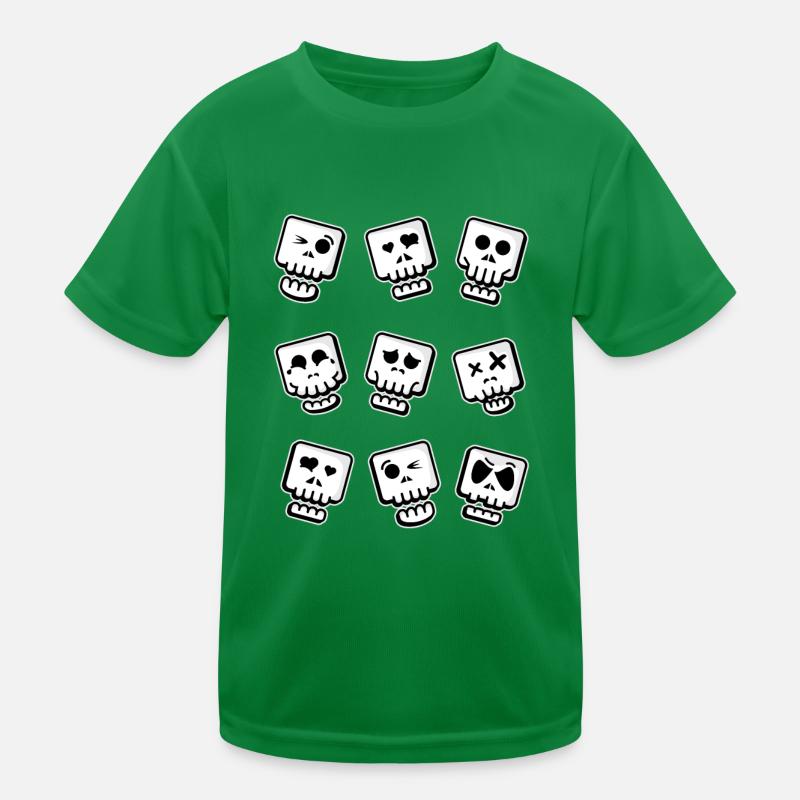 Funny Skulls Emoticon Skull Kids Functional T-Shirt