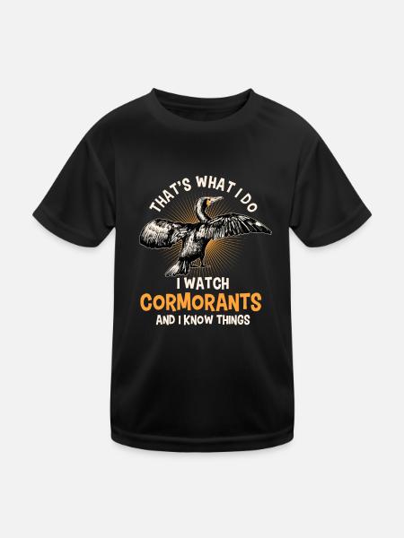 Cormorant Saying For Ornithologists - Kids Functional T-Shirt - black - Front