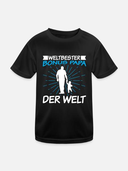Weltbester Bonus Papa der Welt - Kinder Funktions-T-Shirt - Schwarz - Vorne