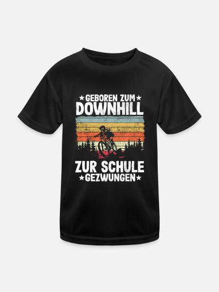 Downhill Kinder Spruch Schule MTB Mountainbike - Kinder Funktions-T-Shirt - Schwarz - Vorne