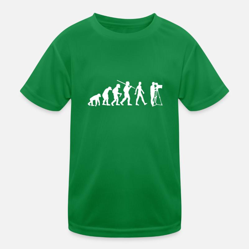 Kameramann Evolution Kamerafrau Kinder Funktions-T-Shirt
