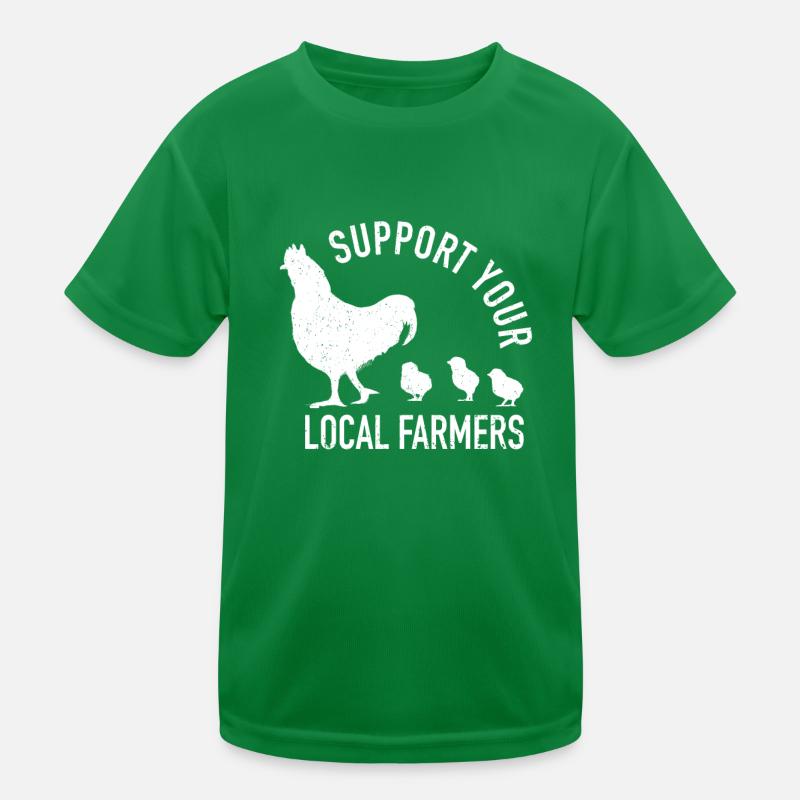 Support Your Local Farmers Chicken Poultry Farmer Kids Functional T-Shirt