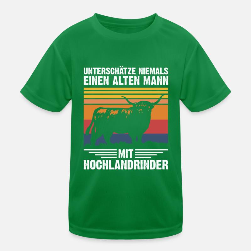 Old man | Highland Beef Retro Style Kids Functional T-Shirt