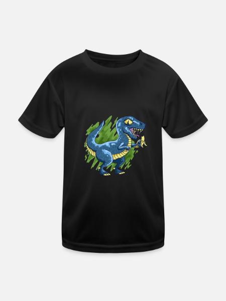 Banana Raptor dinosaures mange la banane drôle vegan - T-shirt sport Enfant - noir - Devant