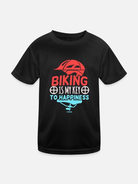 Biking Fahrrad Zweirad Mountainbike Sport - Kinder Funktions-T-Shirt - Schwarz - Vorne