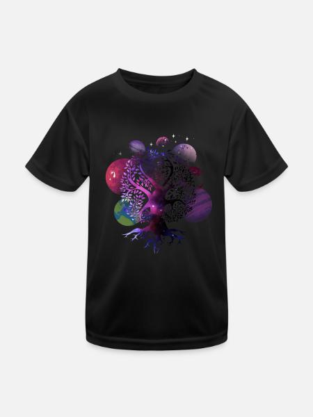 Tree of Life Galaxy, Planets, Solar System, - Kids Functional T-Shirt - black - Front
