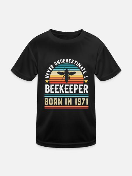 Imker geboren 1971 50. Geburtstag Geschenk Imkerei - Kinder Funktions-T-Shirt - Schwarz - Vorne