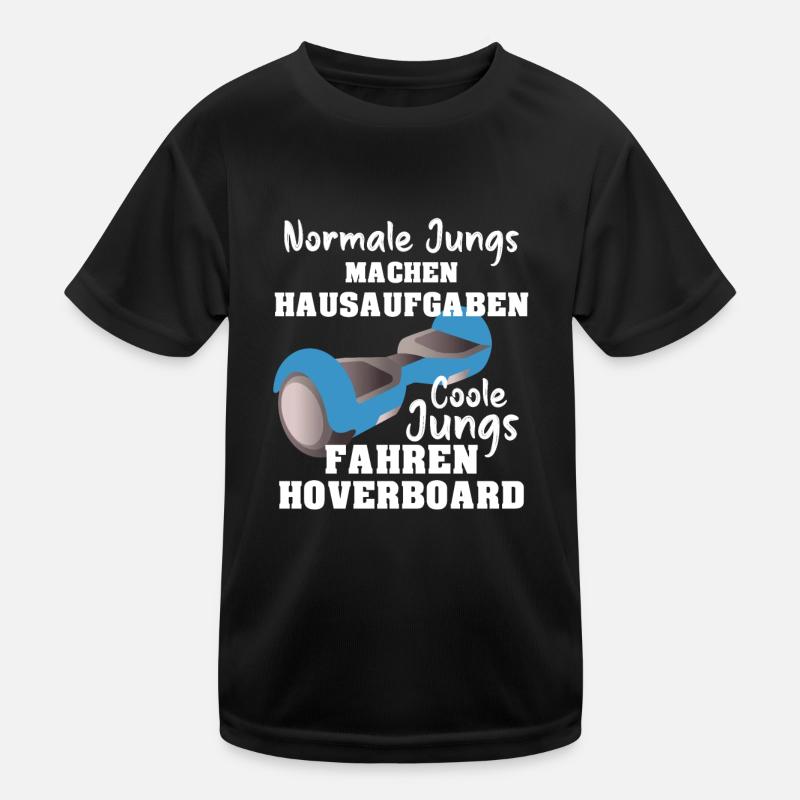 Hoverboard Coole Jungs fahren Hoverboard - Kinder Funktions-T-Shirt - Schwarz