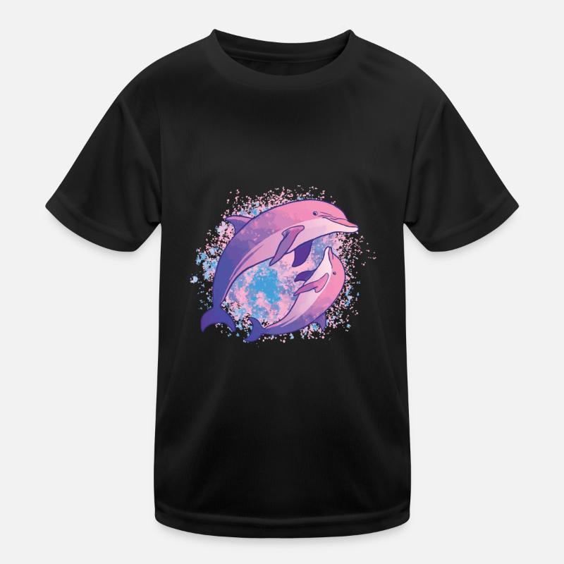 Dolphins Tie Dye Bunte Rosa Delphinfamilie Kinder Funktions-T-Shirt