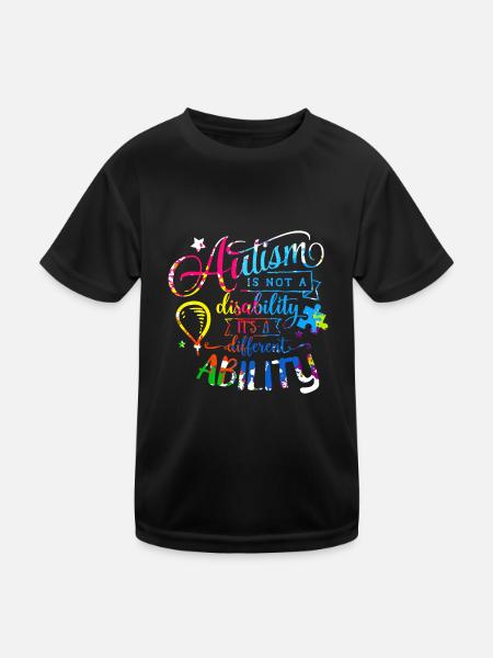 Autism Autistic Asberger Autism Awareness Puzzle - Kids Functional T-Shirt - black - Front
