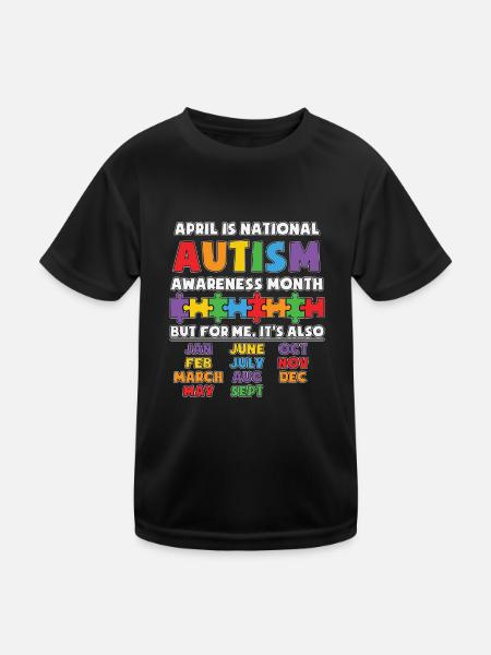 Autism Autistic Asberger Autism Awareness Puzzle - Kids Functional T-Shirt - black - Front