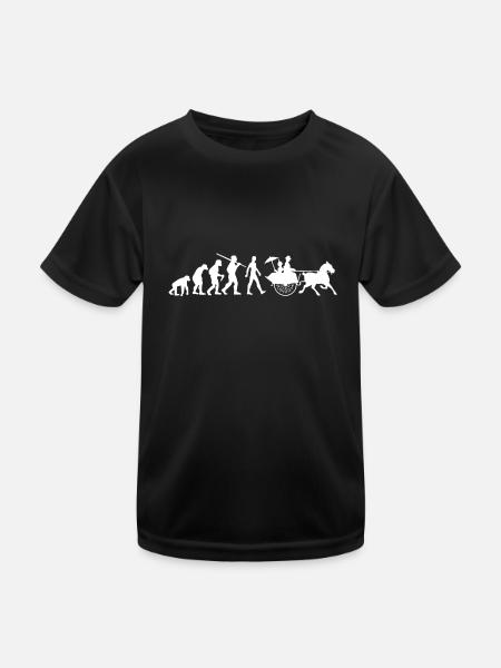 Kutsche Evolution Kutscher - Kinder Funktions-T-Shirt - Schwarz - Vorne