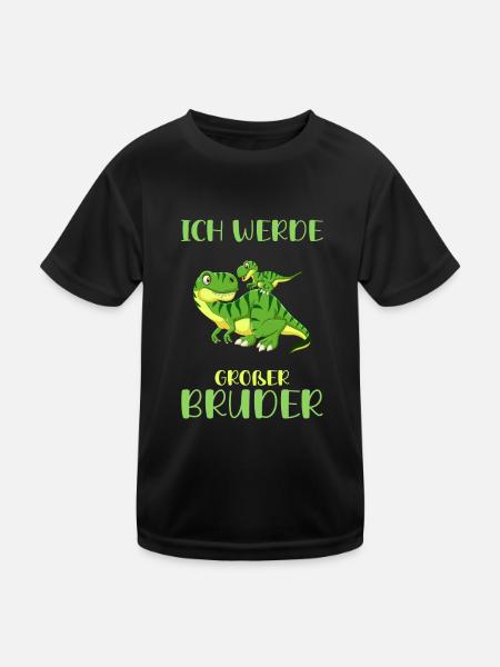 Ich Werde Großer Bruder Dinosaurier Geschwister - Kinder Funktions-T-Shirt - Schwarz - Vorne
