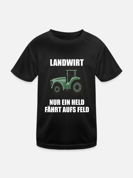 Traktor Landwirt Nur ein Held Fährt Aufs Feld - Kinder Funktions-T-Shirt - Schwarz - Vorne