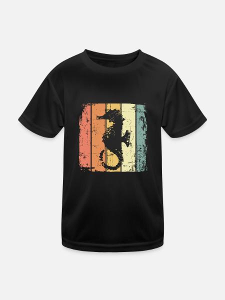 Seepferdchen retro Tauchen Schwimmen - Kinder Funktions-T-Shirt - Schwarz - Vorne