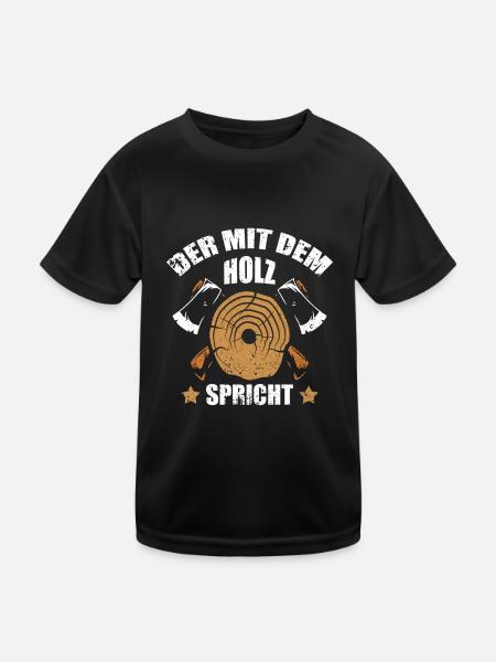 Der mit dem Holz spricht - Schreiner Tischler - Kinder Funktions-T-Shirt - Schwarz