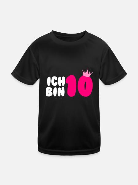 Mädchen Ich bin 10 Jahre alt 10. Geburtstag - Kinder Funktions-T-Shirt - Schwarz - Vorne