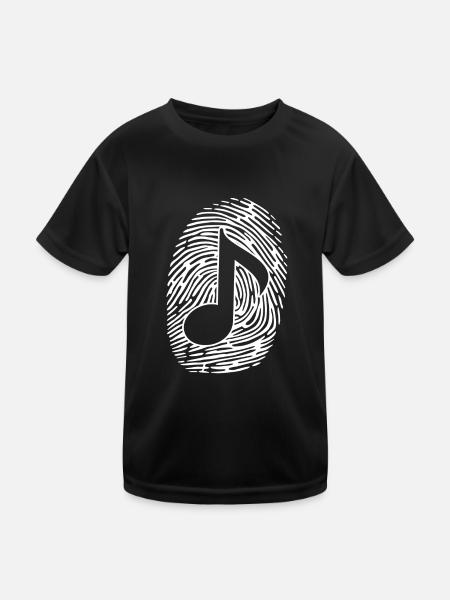 Musiker Musik Musiknote Note Noten Notenschlüssel - Kinder Funktions-T-Shirt - Schwarz - Vorne