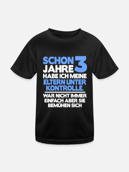 Kinder Junge 3. Geburtstag Geschenk Lustig 3 Jahre - Kinder Funktions-T-Shirt - Schwarz - Vorne