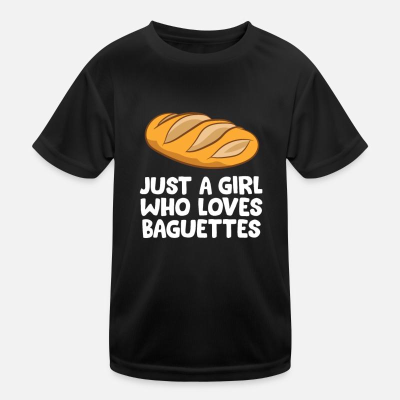 Nur ein Mädchen, das Baguettes liebt Kinder Funktions-T-Shirt