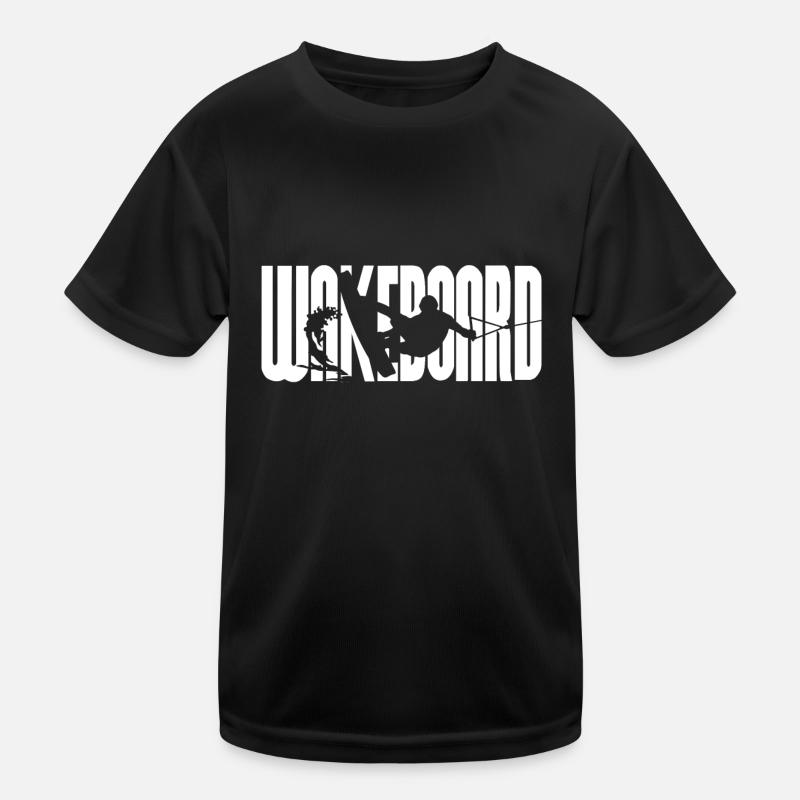 Retro Wakeboard Silhouette Wakeboarder Wakeboard - Kinder Funktions-T-Shirt - Schwarz