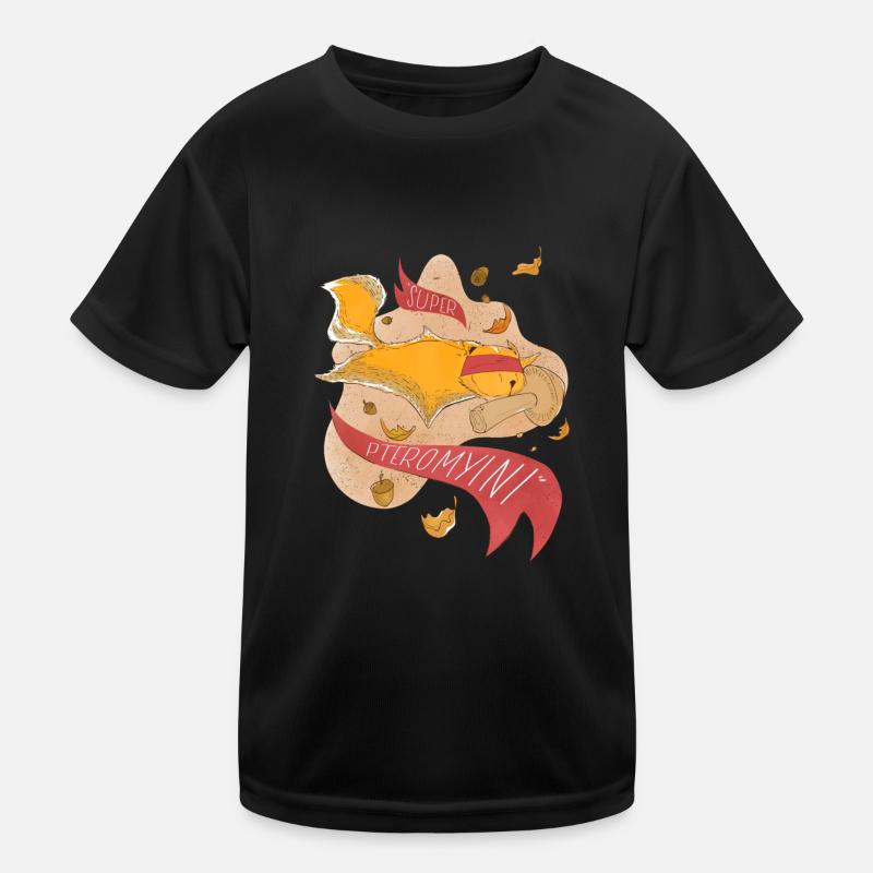 Fliegendes Eichhörnchen Gleithörnchen Flughörnchen - Kinder Funktions-T-Shirt - Schwarz