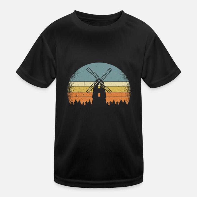 Windmill Netherlands Wind Energy Sustainable Kids Functional T-Shirt