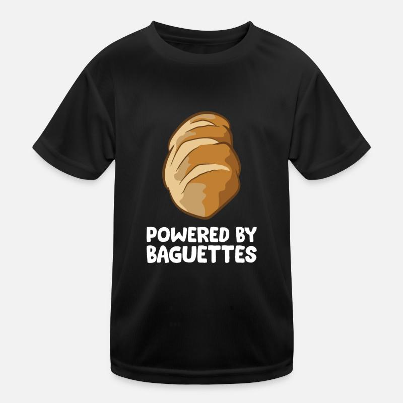 Funny Baguette Lover Powered By Baguettes Kids Functional T-Shirt