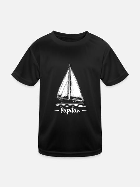 Papitän Papa und Kapitän Retro Segelboot Vatertag - Kinder Funktions-T-Shirt - Schwarz - Vorne