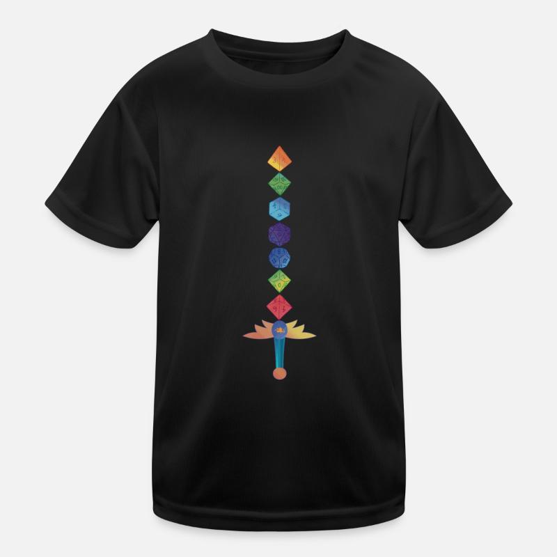 Polyhedral Dice Sword Fantasy Role-Playing Game Kids Functional T-Shirt