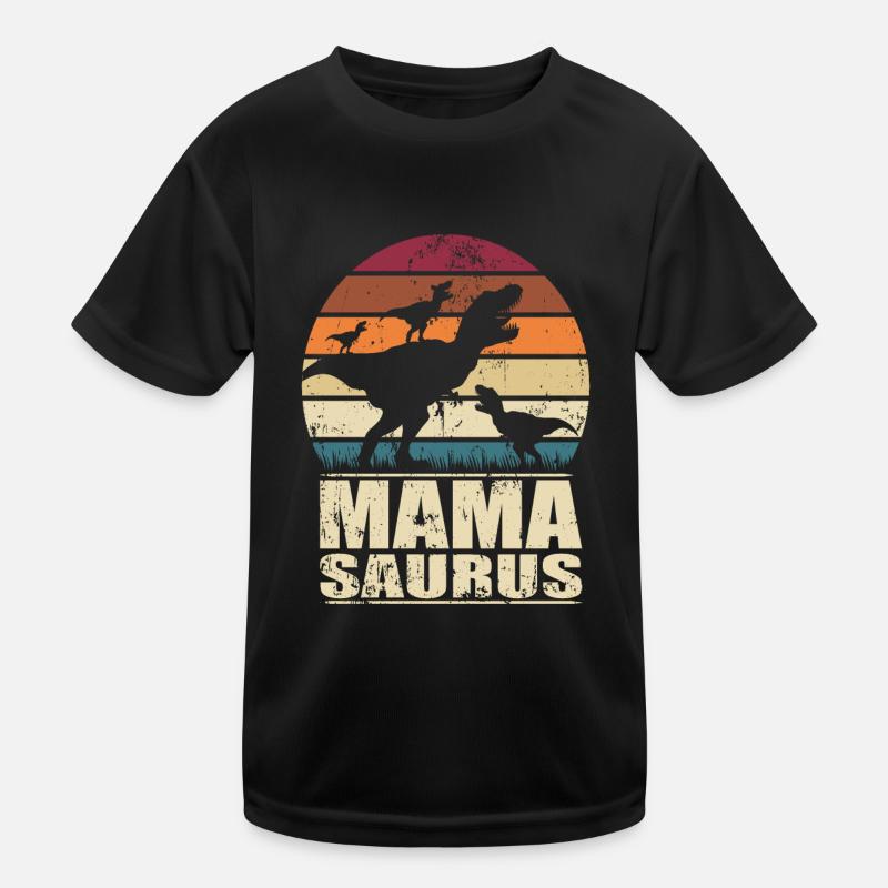 Mamasaurus Rex Dinosaurier Mutter Dino Drillinge - Kinder Funktions-T-Shirt - Schwarz