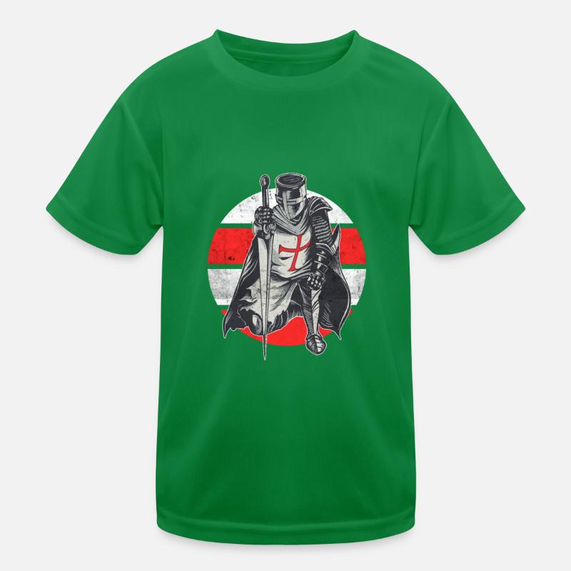 Knight Red White Templer order medieval armor Kids Functional T-Shirt