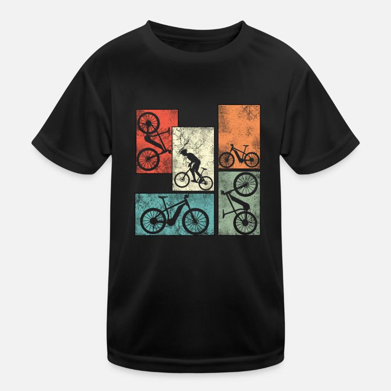 Ebike Cycling Retro E Bike Cyclist Battery Bicycle Kids Functional T-Shirt
