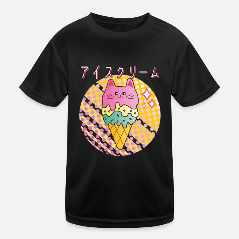 Kawaii Eiscreme - Kinder Funktions-T-Shirt - Schwarz