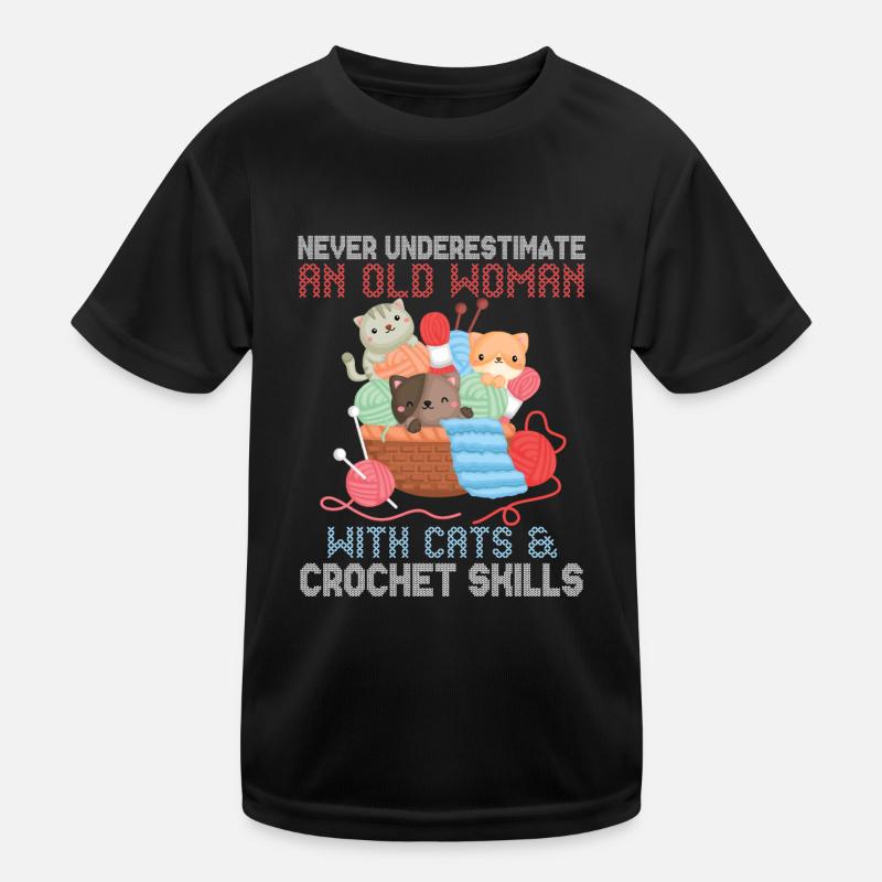 Chats et crochet old woman design T-shirt sport Enfant