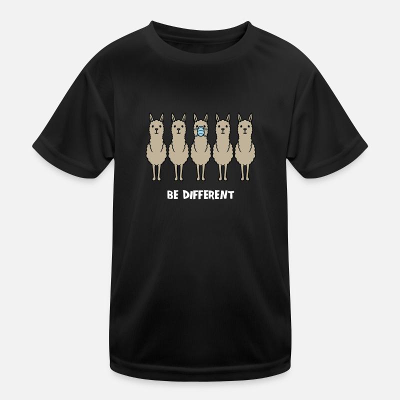 Be Different Lama Alpaca Respiratory Protection Lateral Thinker Kids Functional T-Shirt