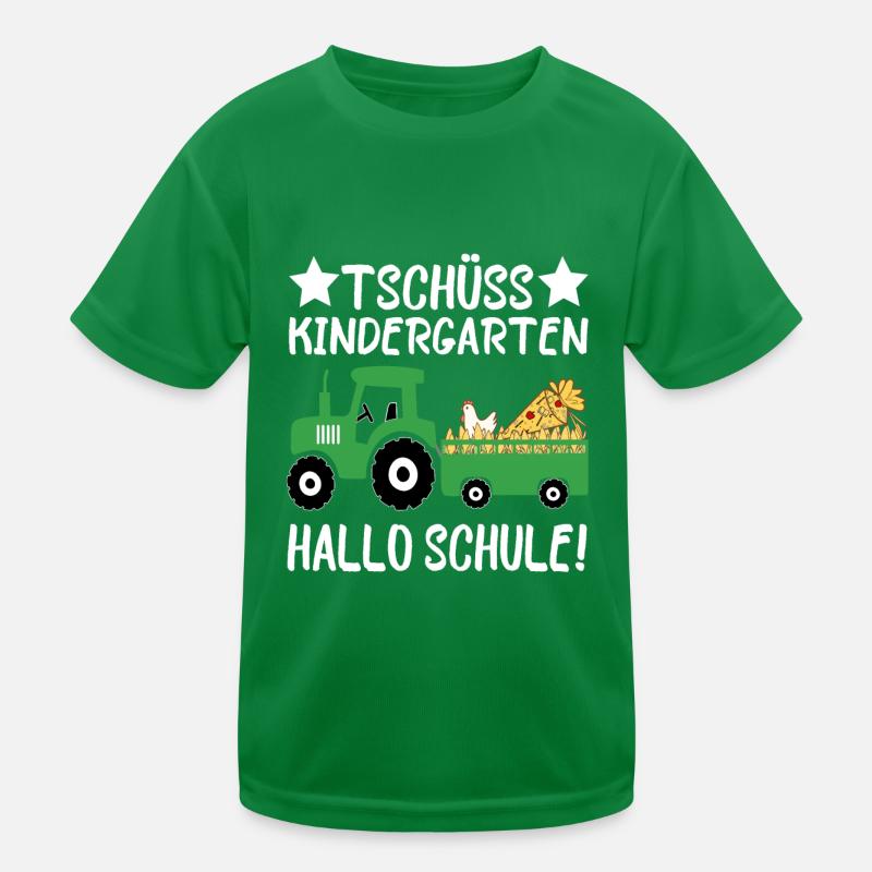 Einschulung Tschüss Kindergarten Hallo Schule Kinder Funktions-T-Shirt