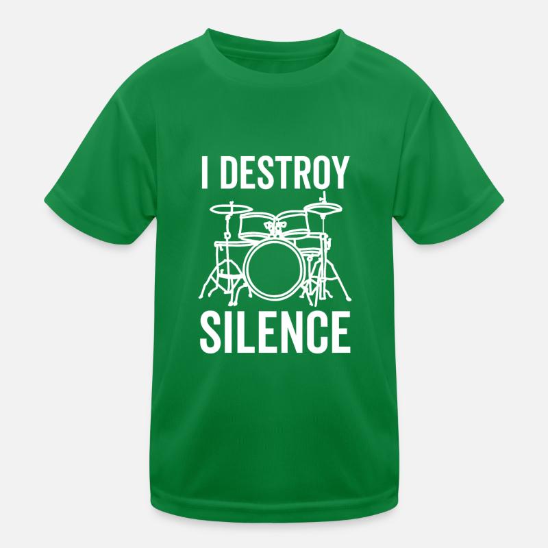 I Destroy Silence Drummer Kids Functional T-Shirt