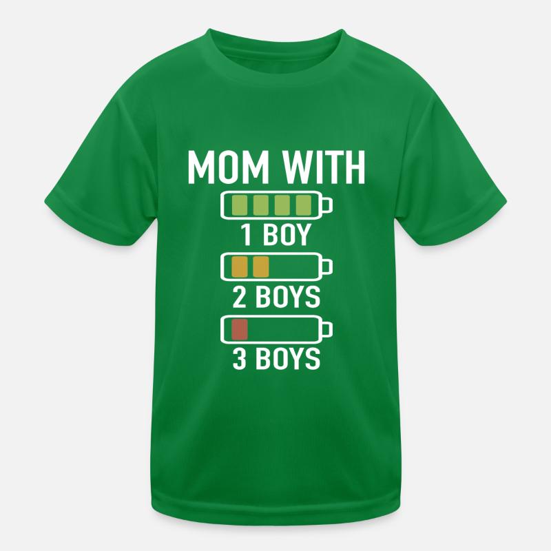 Mom with three Boys Battery Empty Mama mit 3 Söhne Kinder Funktions-T-Shirt