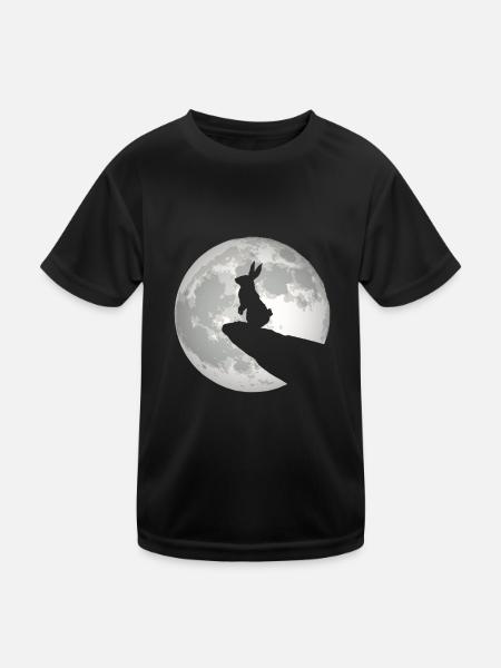 Beau lapin lapin Kanickel dans le cadeau de lumière de lune - T-shirt sport Enfant - noir - Devant