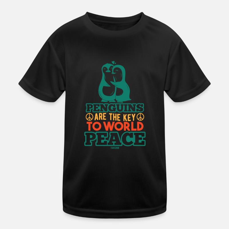 Pinguine Weltfrieden - Kinder Funktions-T-Shirt - Schwarz