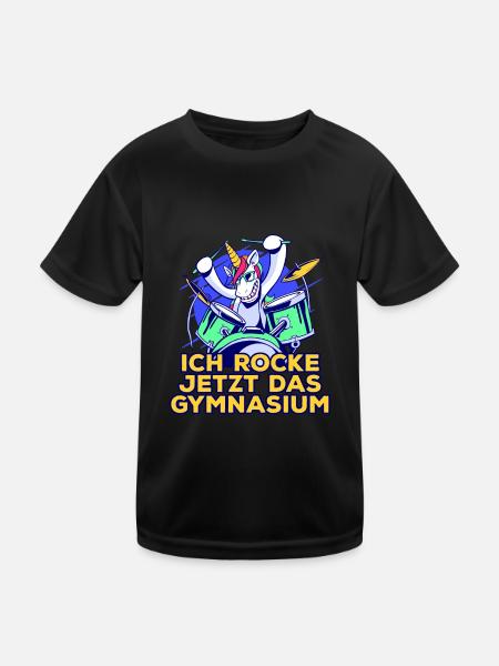 Gymnasiast Schulwechsel zum Gymnasium Schlagzeug - Kinder Funktions-T-Shirt - Schwarz - Vorne