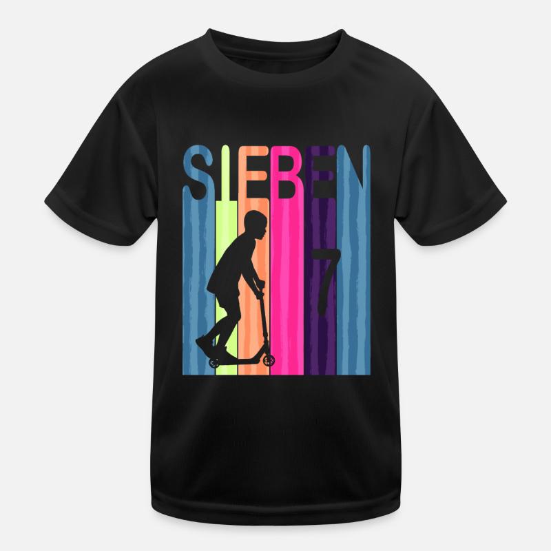 Kinder 7 Geburtstag Retro Roller Scooter Mädchen Kinder Funktions-T-Shirt