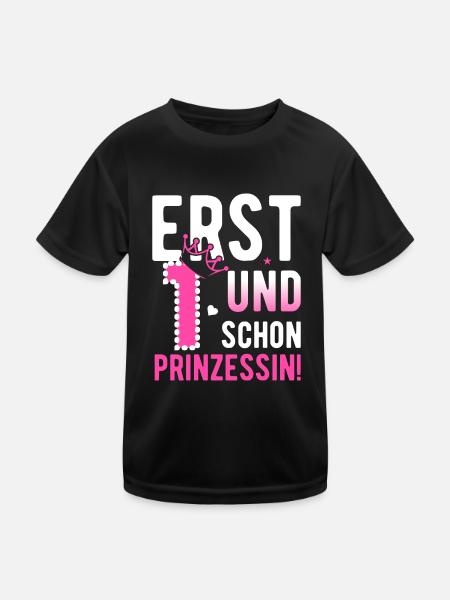 1. Geburtstag Mädchen 1 Jahre Prinzessin Party - Kinder Funktions-T-Shirt - Schwarz - Vorne