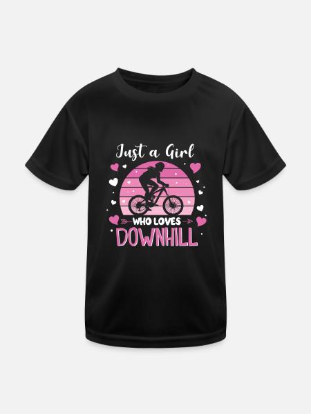 Just A Girl Who Loves Downhill Mountainbike Biker - Kinder Funktions-T-Shirt - Schwarz - Vorne