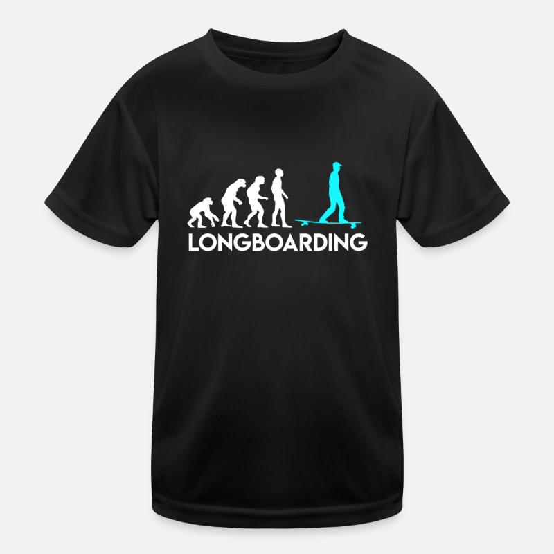 Affe Mensch Longboarder Evolution Entwicklung Kinder Funktions-T-Shirt